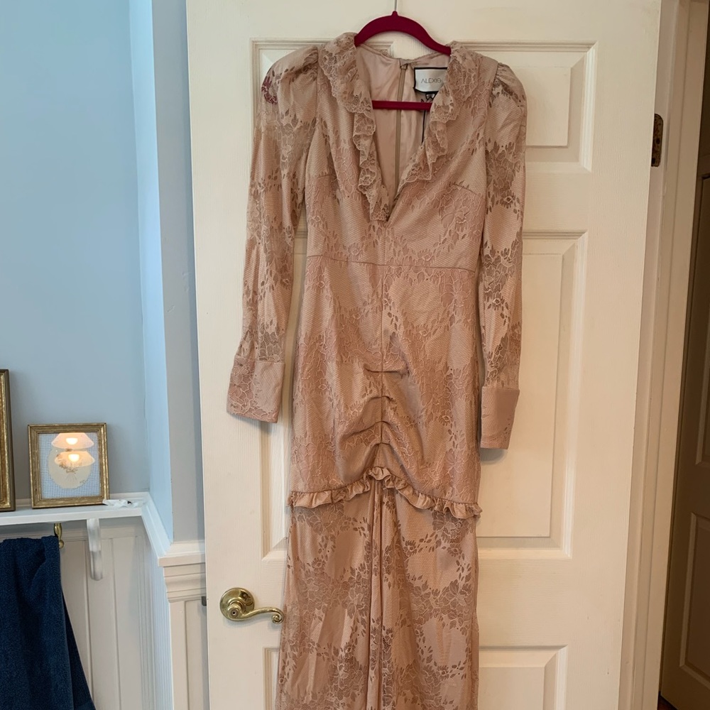 ALEXIS long lace cream dress. Retail 350